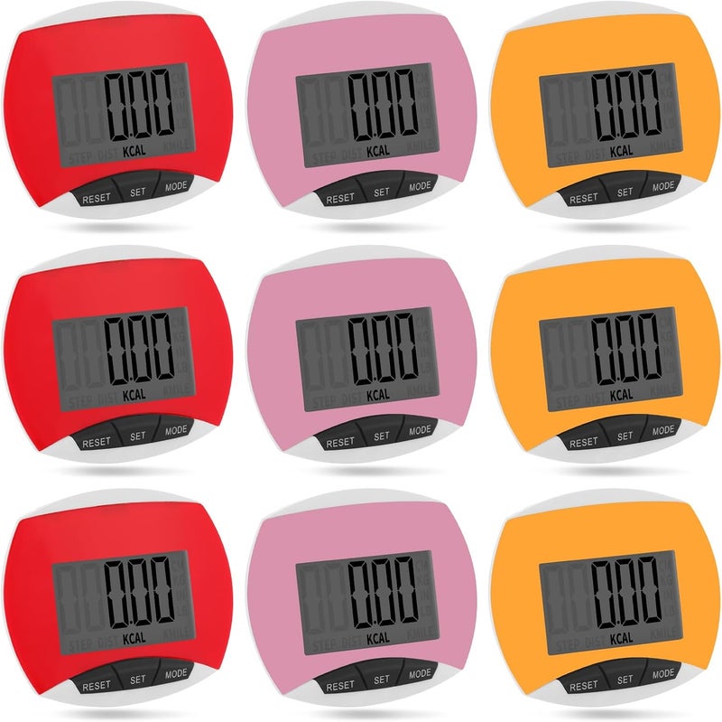 Copkim 9 Pcs Simple Pedometers Bulk for Walking Steps and Miles Walking Step Counters with Calories Burned Portable Clip Step Tracker for Seniors Man Women Jogging Hiking Running - Image 1